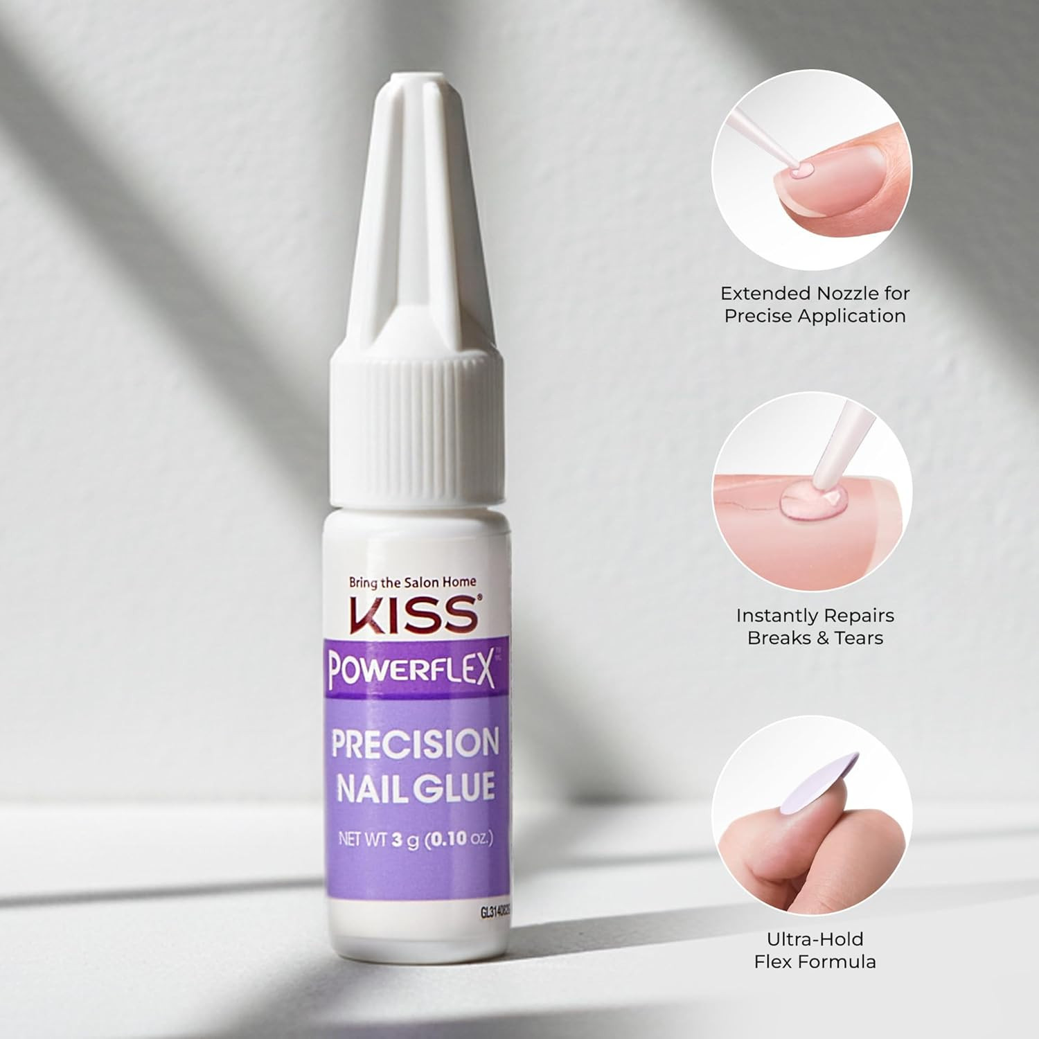 KISS Powerflex Precision Nail Glue, Instant Drying Nail Adhesive Bonds in Second
