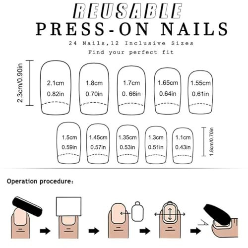 French Tip Press on Nails Short Square Fake Nails Nude Glossy False Nails with