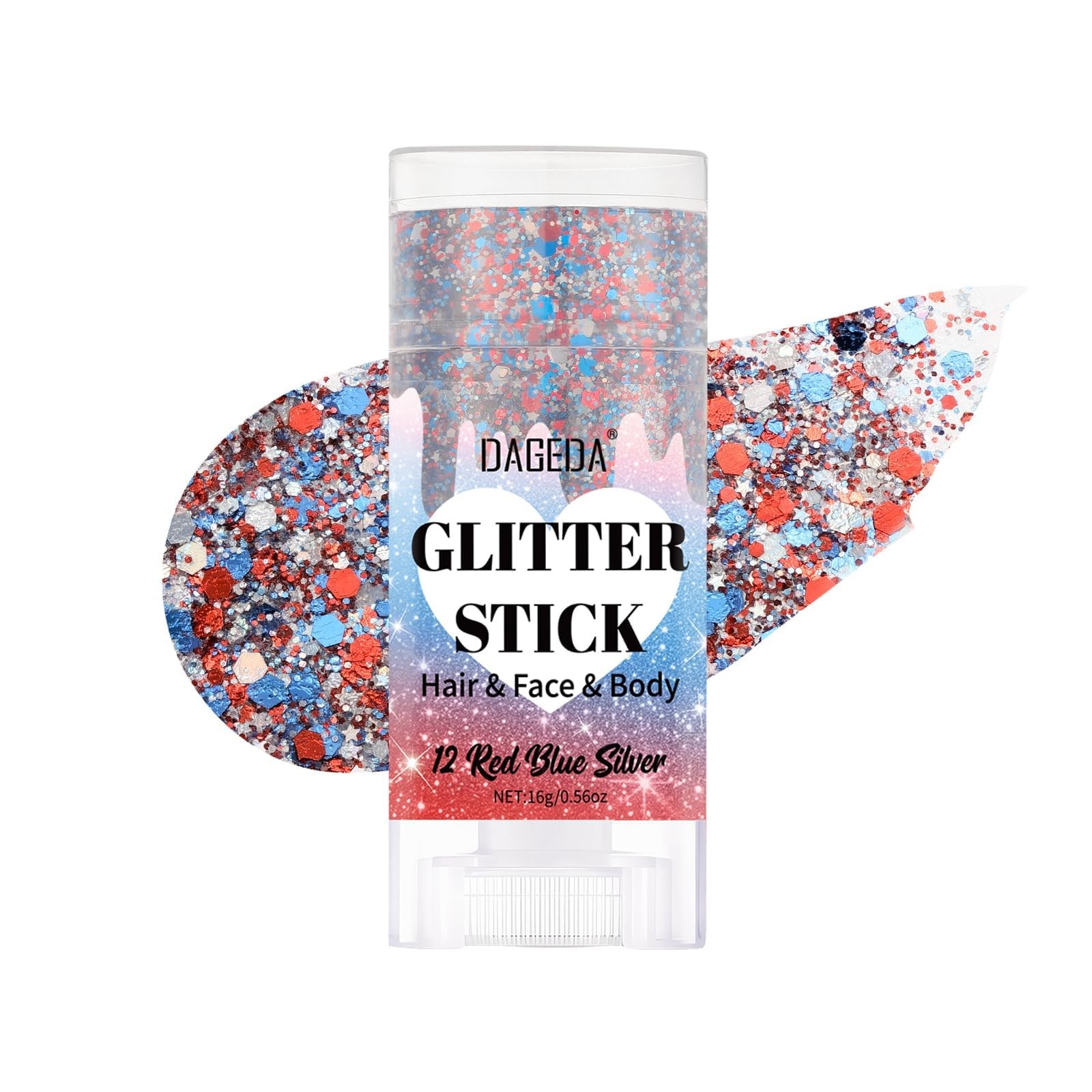 Red White and Blue Body Glitter Stick, Sparkly Face Glitter Makeup, 4th of Ju…
