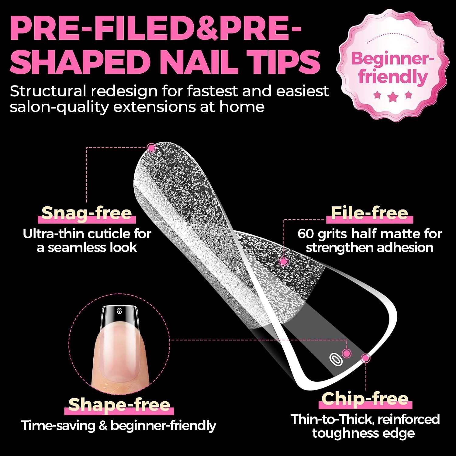 Nail Tips Square 504PCS Short Square Nail Tips Pre Etched | Gel Fake Nails Ti…