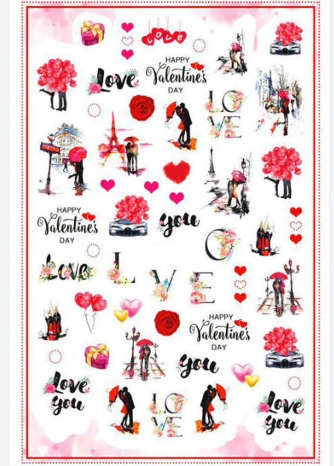 Nail Art Stickers NEW VALENTINES BE MY VALENTINE PARIS B034