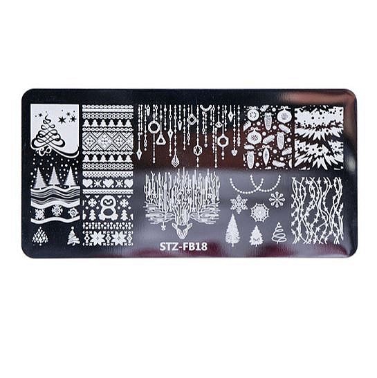 Snow Christmas Tree Bear Metal Nail Stamping Plates Christmas Seamless Pattern