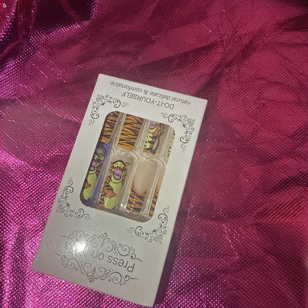 Multicolor Square Long Press-On Nails Full Cover, Pre-Designed Animal Print