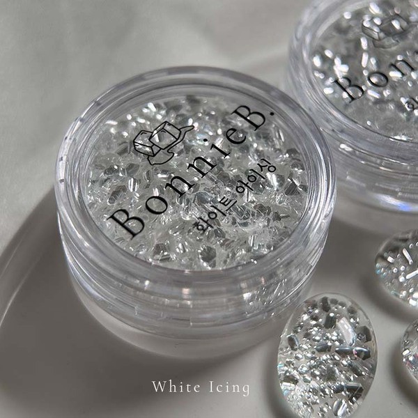 Bonnie B White Icing Nail Glitter Aurora Clear Ice Effect Chunky Mix Nail Art
