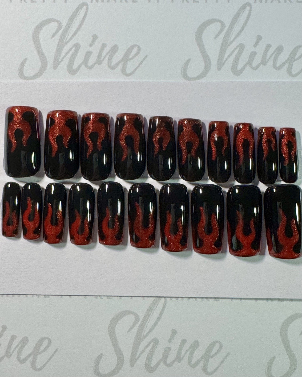Eternal Flame Ready to Ship Press-on Nails Square Shape