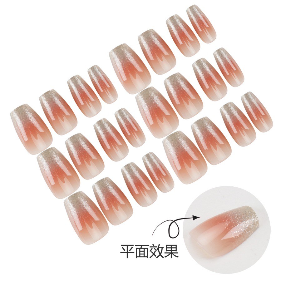 Press on Nail – Pink Gradient, Medium Short Square Fake Nail, 48 Piece Set