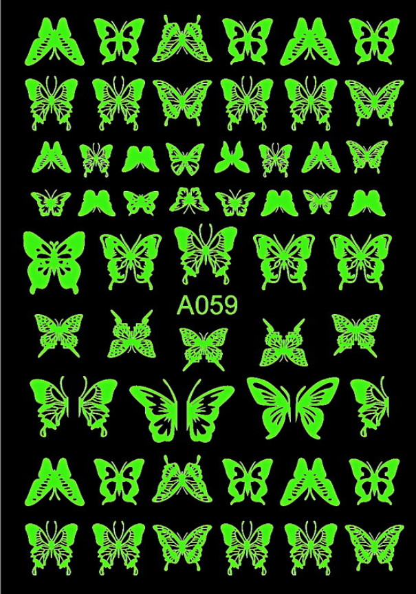 Butterfly Star Glow in the Dark Nail Stickers Tips Stencil Decals Luminous NH21