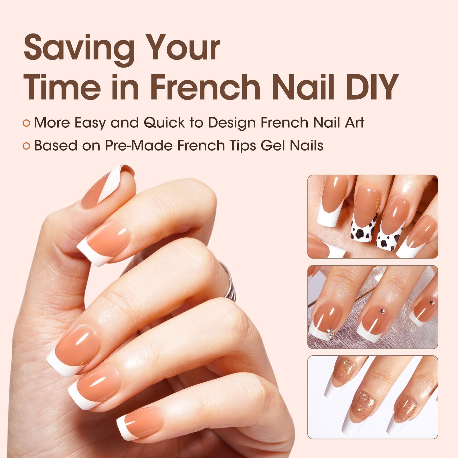 Gellen French Soft Nail Tips – 150 pcs White FrenchTip Short Press on Nails B…