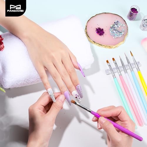 Nail Tools Kit, 6PCS Nail Brushes for Nail Art, 1PCS Resin Nail Polish