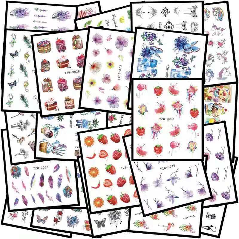 30 Pack Nail Art Water Decals Transfers Stickers Cartoons beauty DIY accessory