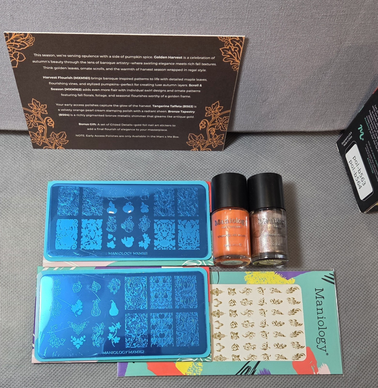 Maniology Oct 2025 Golden Harvest set mxm161, mxm162, b563, b564, +bonus gift