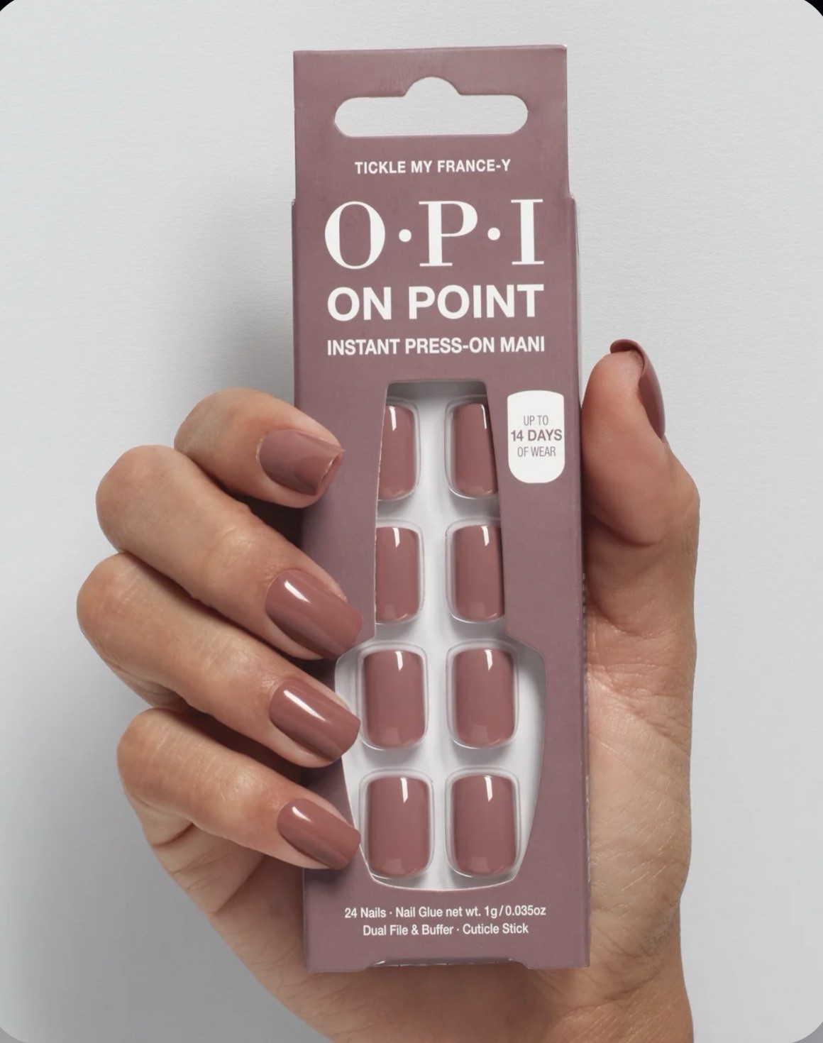 OPI On Point Press-On Nail Kit Tickle My France-y Burgundy Mauve Reusable Vegan