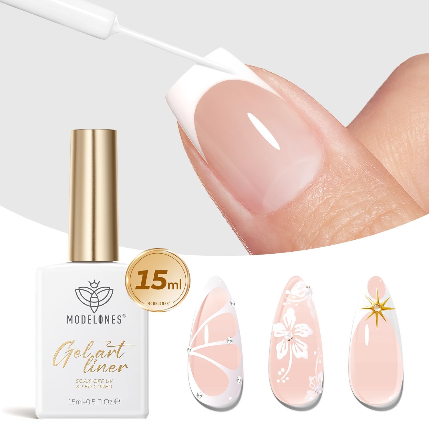 White French Tip Liner Gel Polish 15ML Nail Art Paint Swirl DIY Home Salon