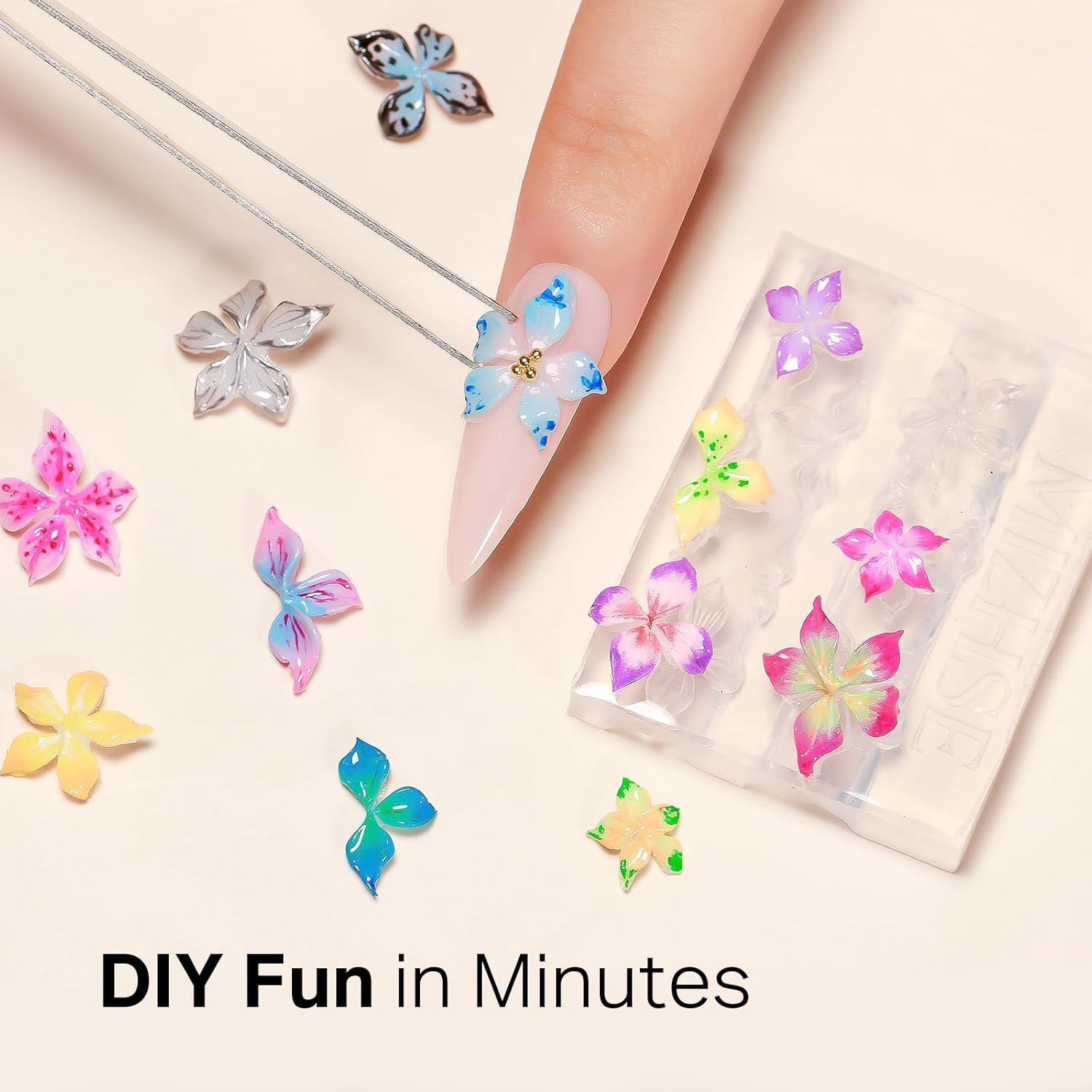 3D Nail Molds for Nail Art, 1PC Silicone 3D Flower Charm Nail Molds for 3D Sculp