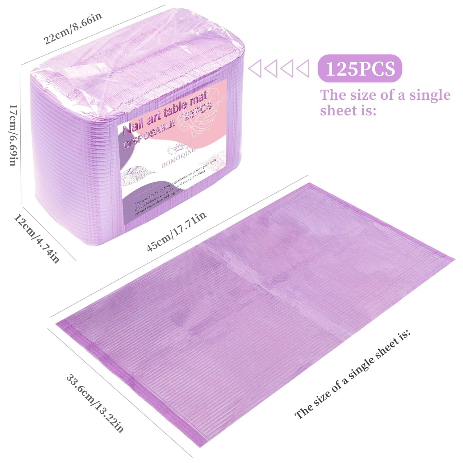 125PCS Disposable Nail Art Table Mat, Waterproof Nail Tips Art Table Towels Mat,