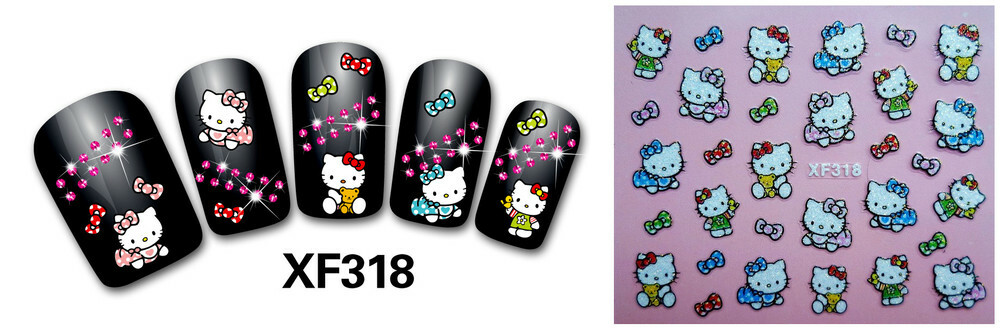 Hello Kitty 3D Glitter Nail Art Sticker Decal USA Seller Free Fast Shipping