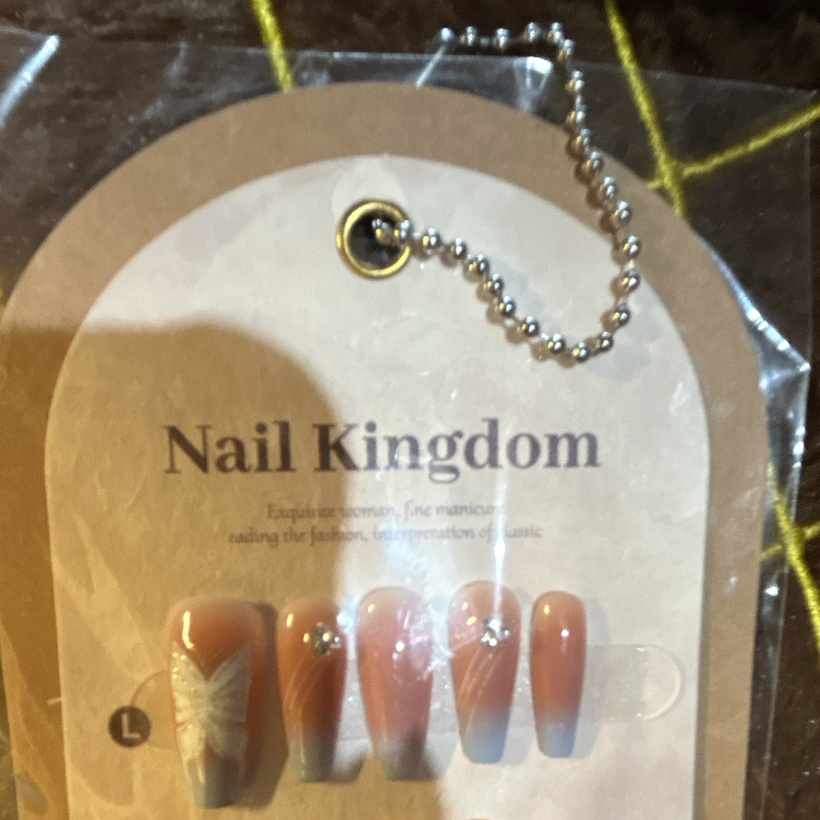 Nail Kingdom Butterfly 3D Press-On Nails Pink/Blue/White Long Coffin Full