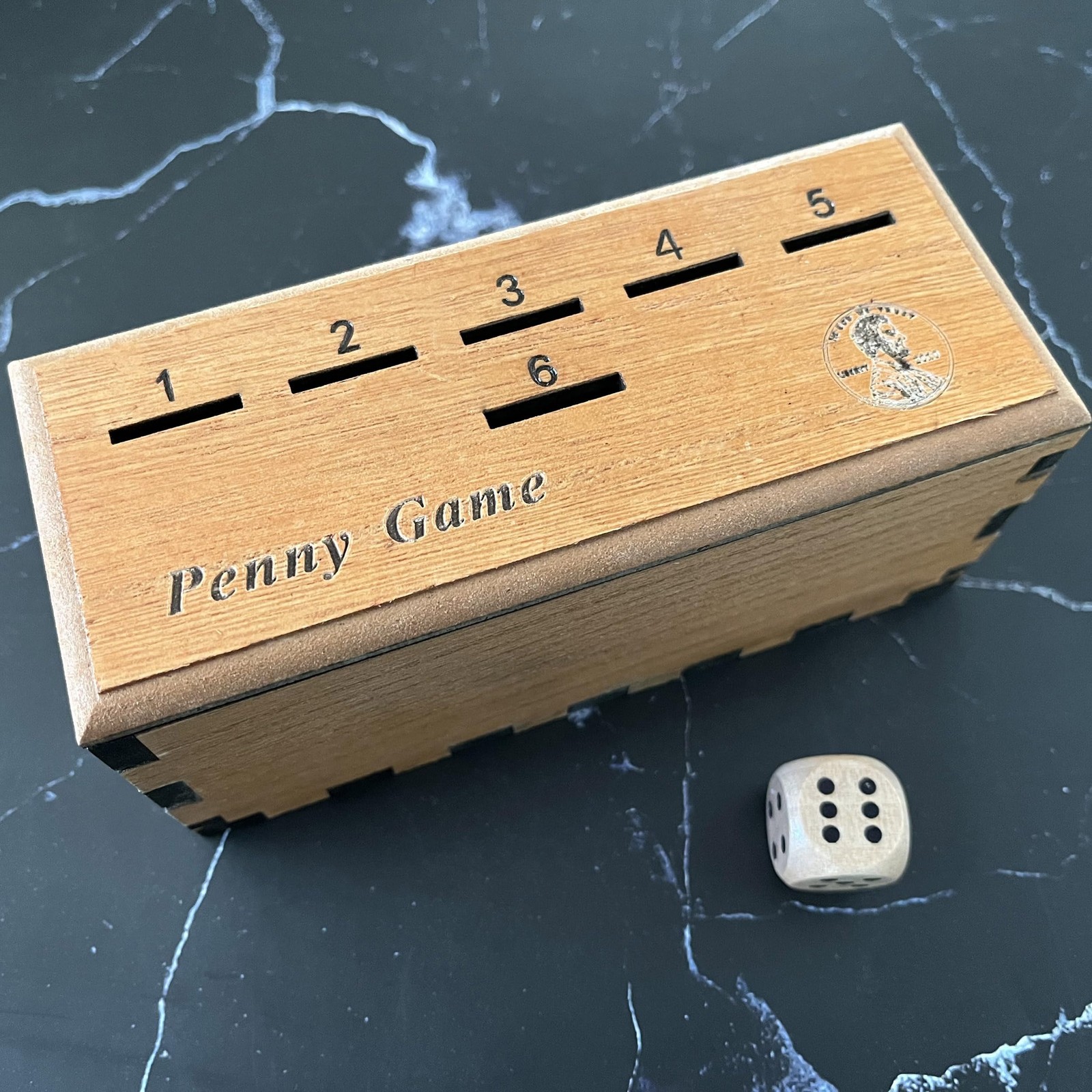Penny Game Board Game Wood Box for 2-6 Players Family Fun Party Game