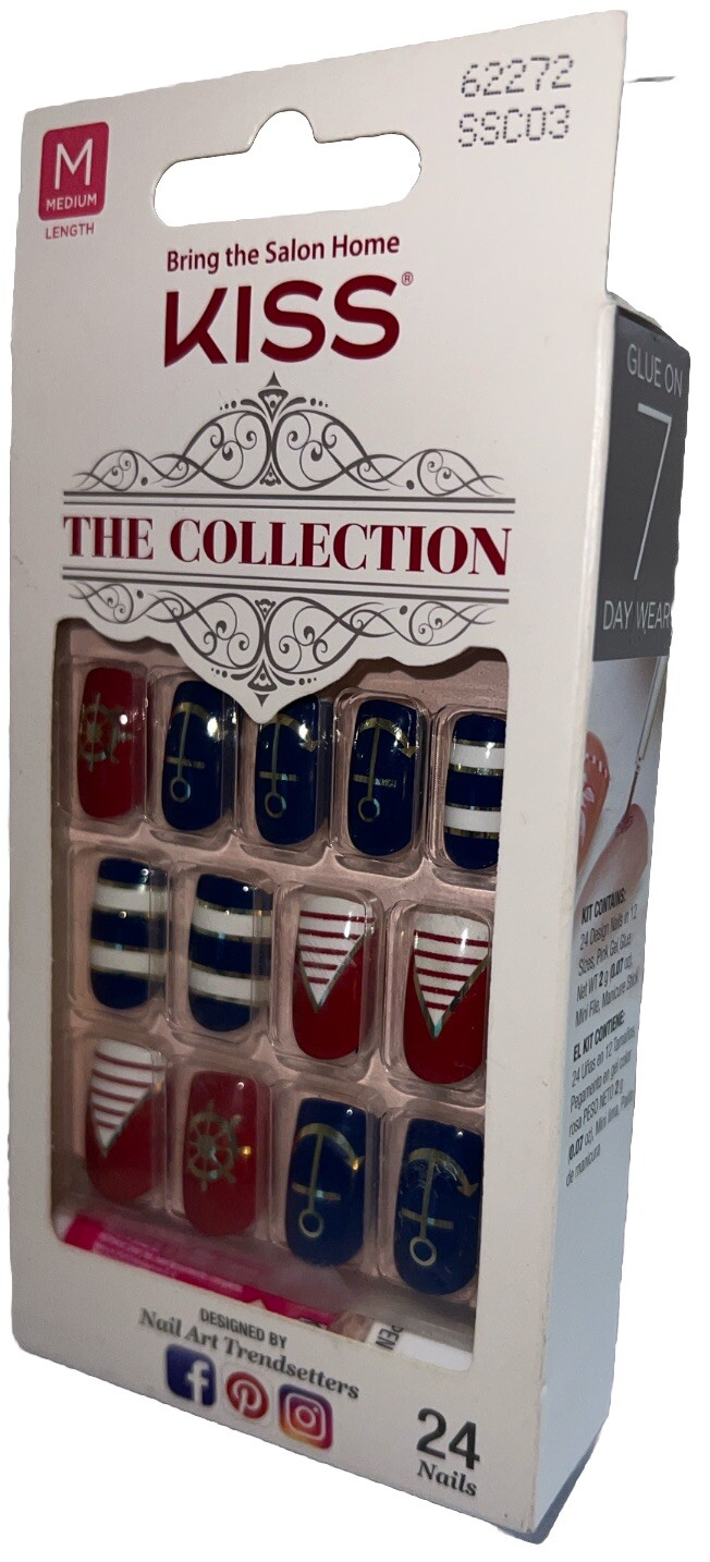 KISS The Collection MEDIUM #62272 RED/BLUE/WHITE Navy Motif (New/Discontinued)