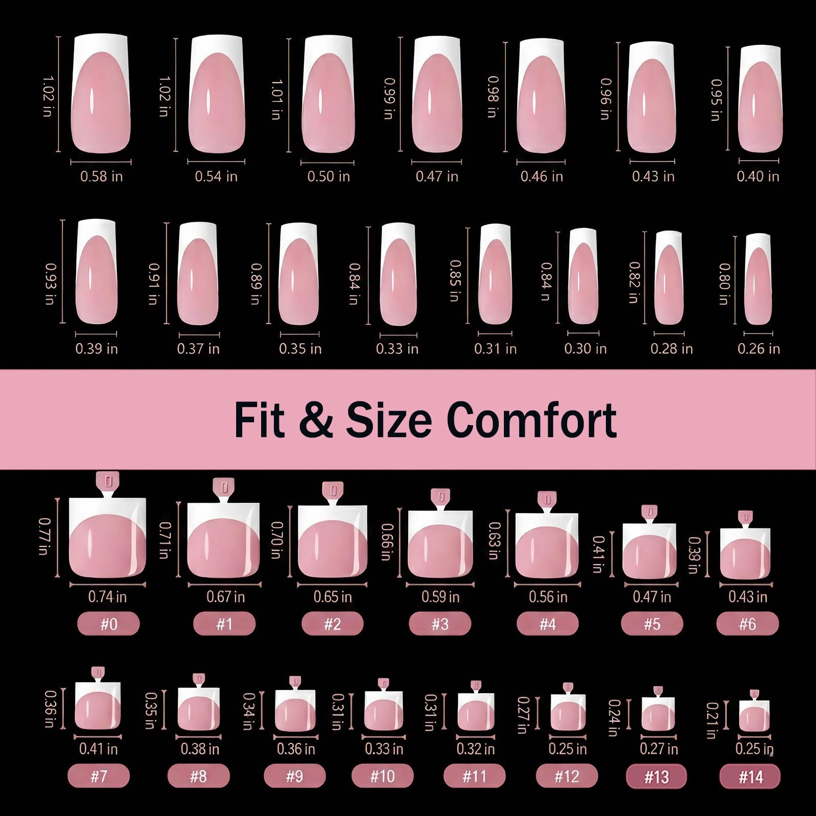 YeeLam Glossy-French-White Medium Press On Nails