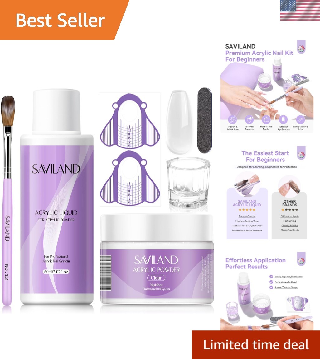 DIY Acrylic Nail Kit with Keratin-Infused Powder & Accessories for Salon Quality