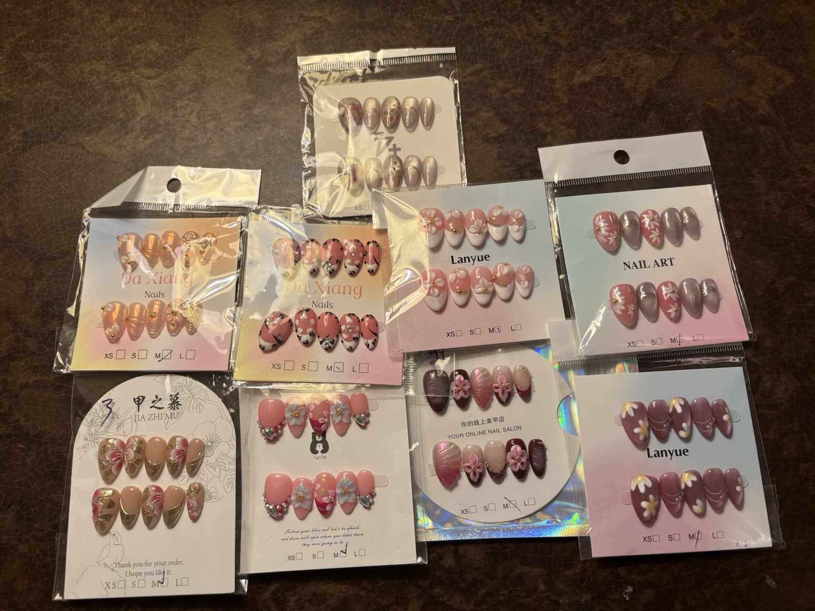 Short Homemade Almond Shaped Size Medium Press On Nails Assorted Lot