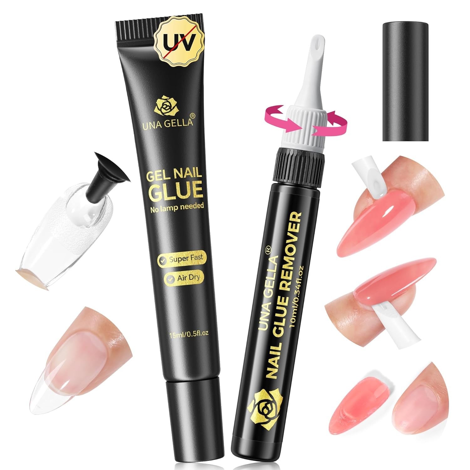 Complete Press-On Nail Kit: 15g Glue & 10ml Gentle Remover – Easy DIY Manicure