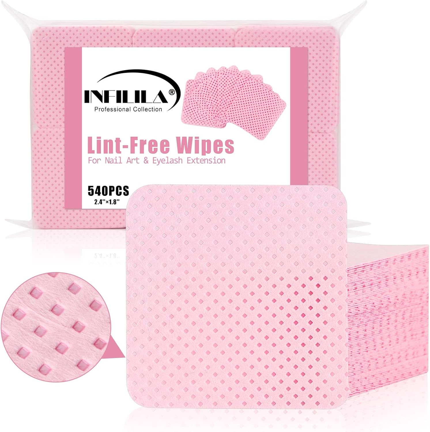 Lint Nail Wipes, 540PCS Non-Woven Fabric Dry Nail Prep Wipes, Absorbent Acetone