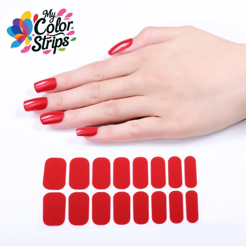 Full Size Solid Color Nail Wraps Stickers Polish Look Art Self Stick Strips USA