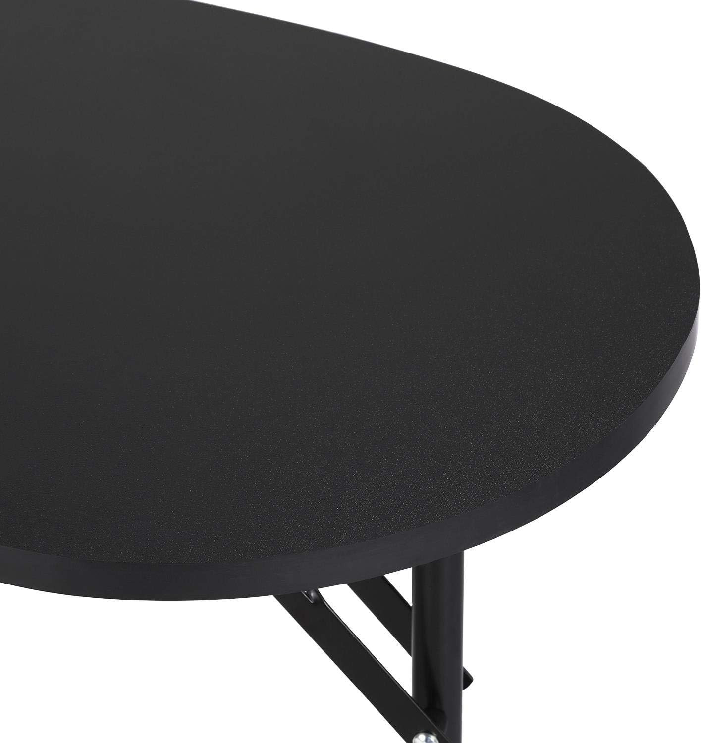 37″ Foldable Manicure Nail Table Portable with Wheels, Black | MDF Tabletop & Ir