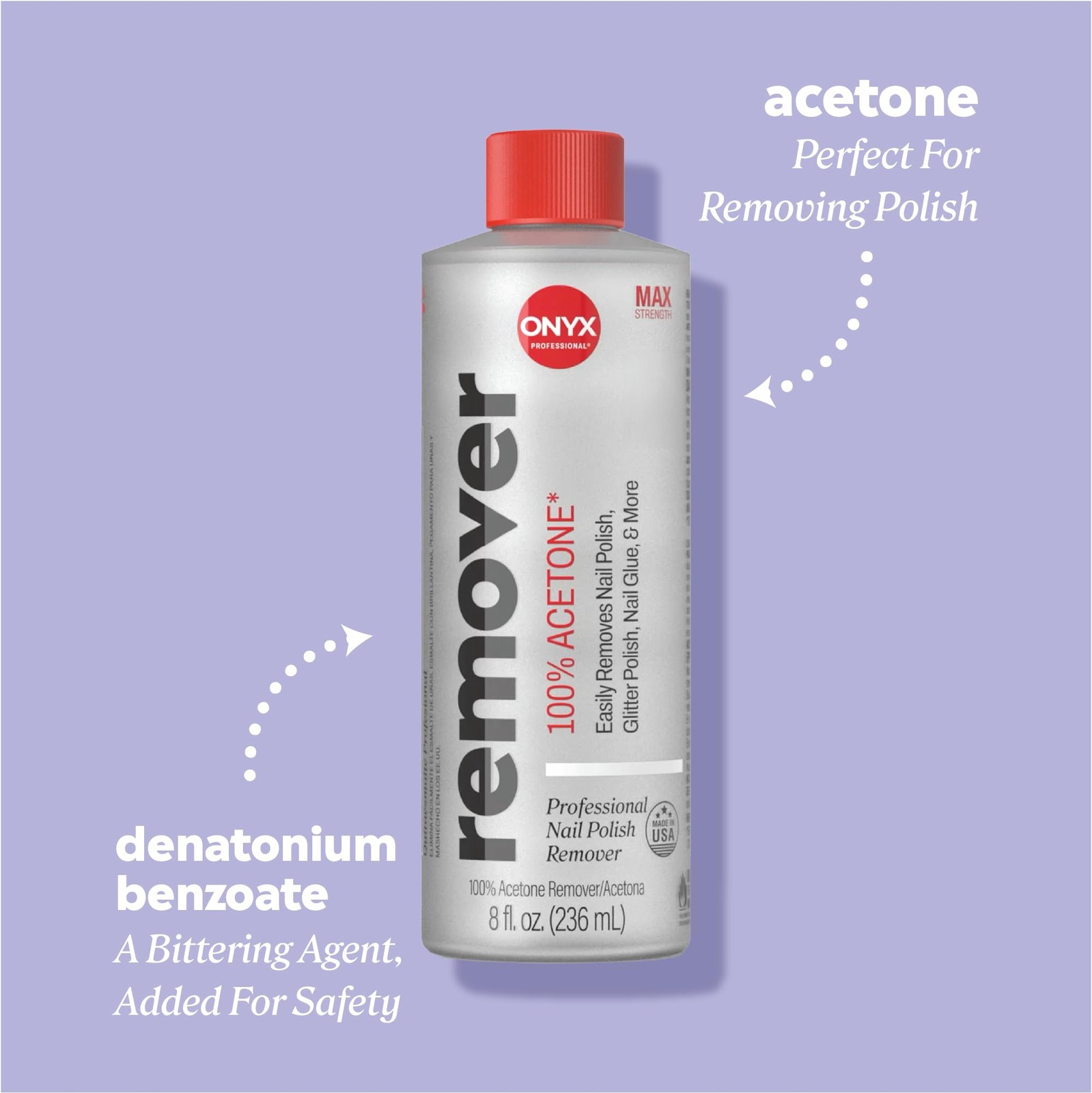 Onyx Professional 100% Pure Acetone Nail Polish Remover 8 Fl Oz (Pack of 1)