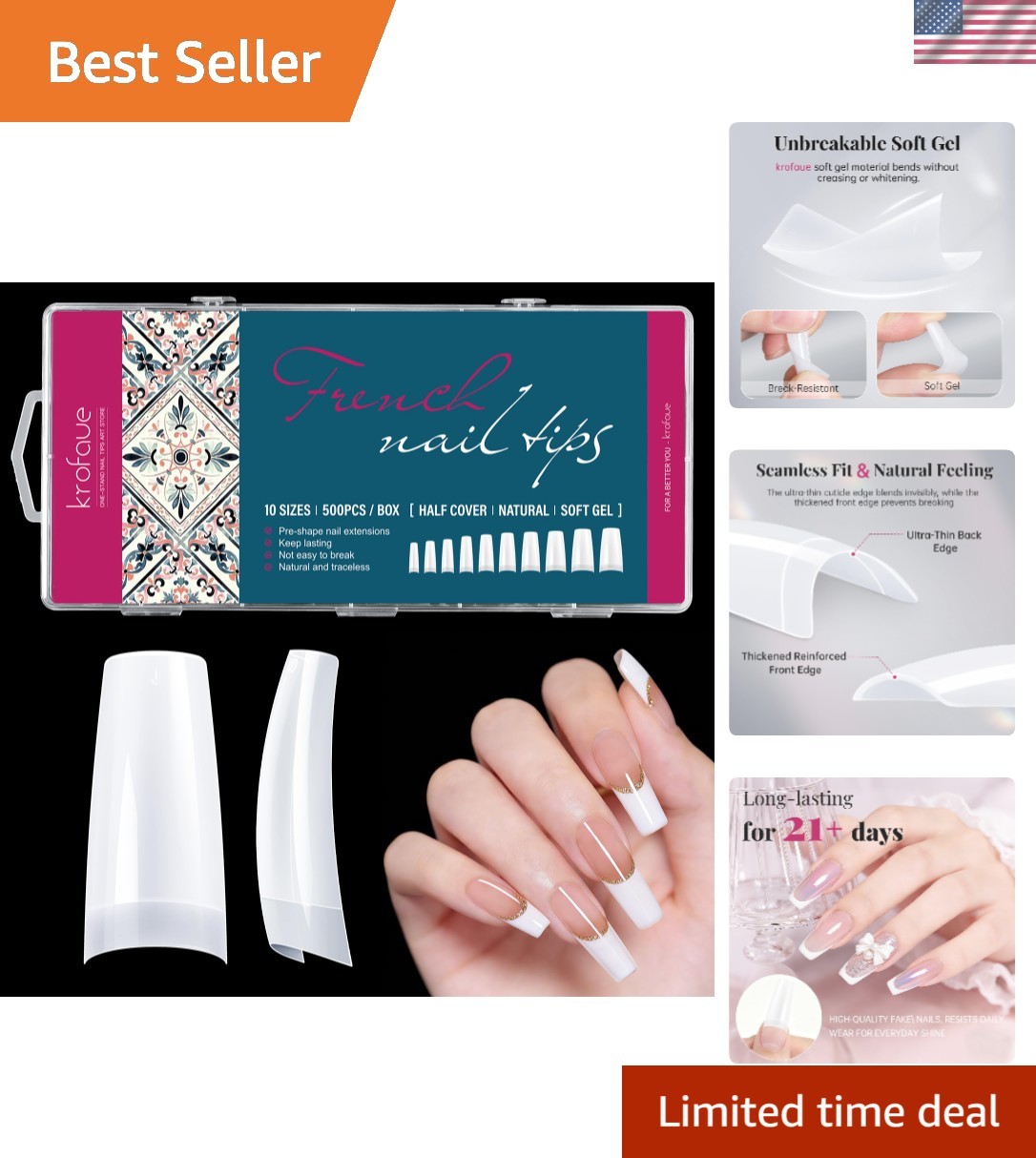French Style 500PCS Acrylic Nail Tips Set – Your Go-To for Beautiful Manicures