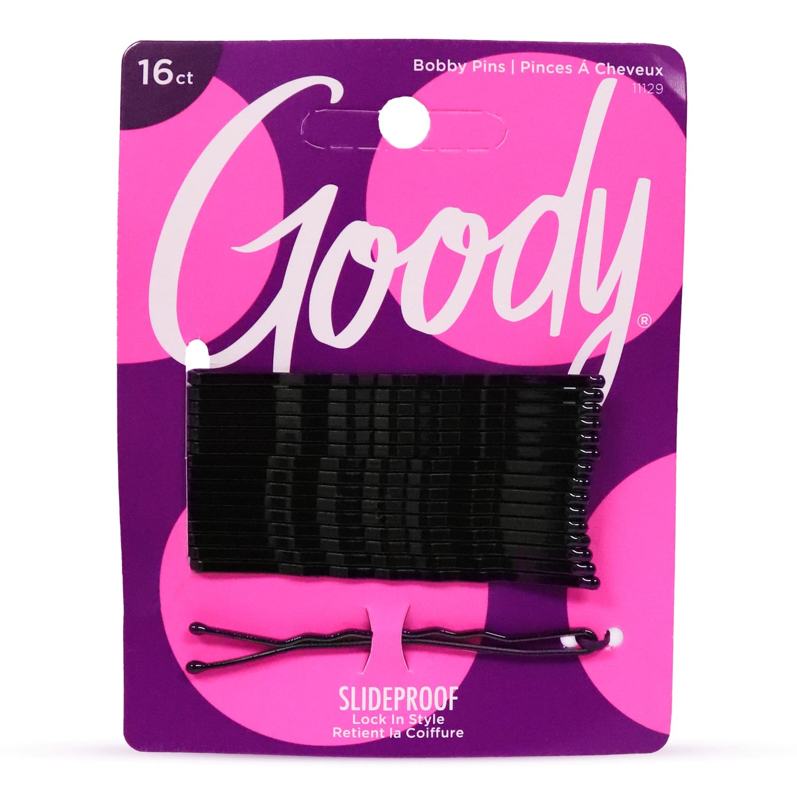 Goody SlideProof XXL Bobby Pins, 16 Ct, Black, 16 Count (Pack of 1), Black