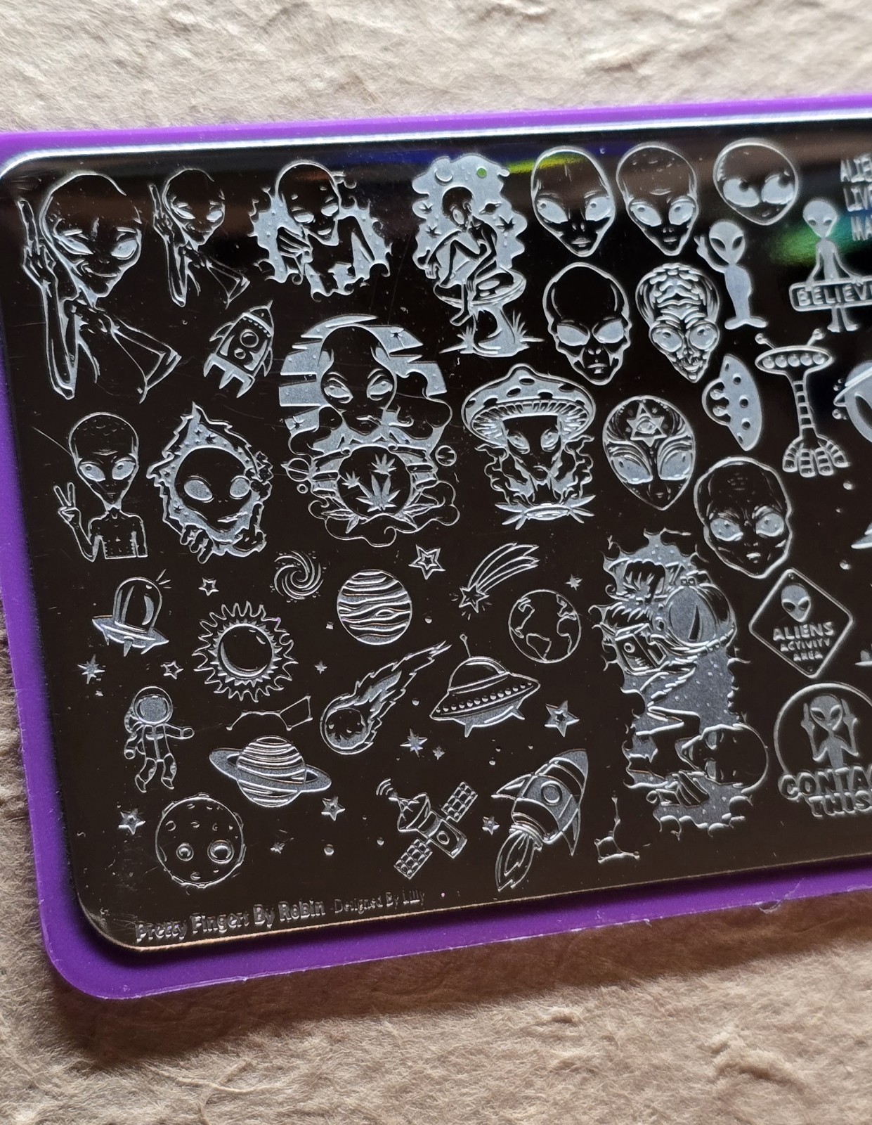HTF Pretty Fingers By Robin Garden Gnomes Hippie Forest Nail Stamp Plate