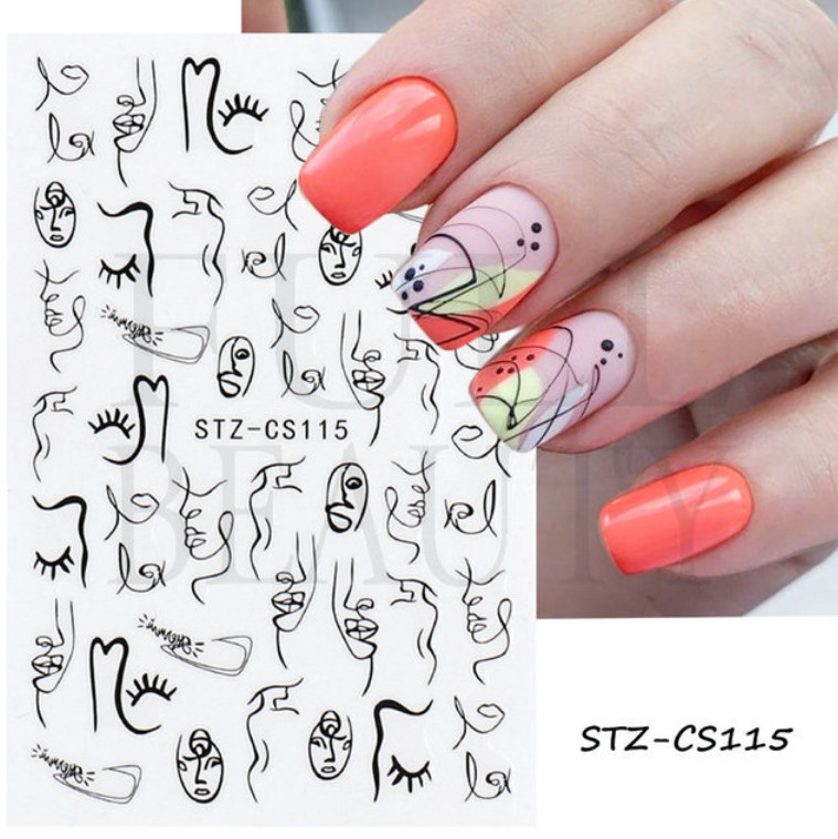 3D Nail Sticker ABSTRACT Floral Leaves SNAKE Adhesive Decals Slider DIY NS32