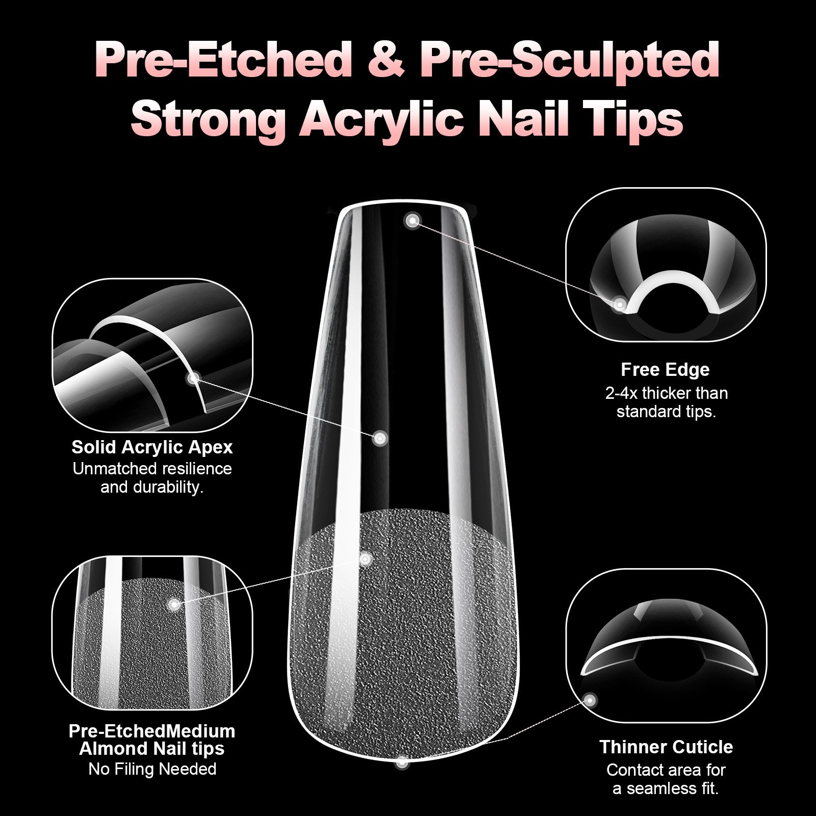 Soft Gel Nail Tips ~Almond Square Oval Stiletto Coffin Shape Nails ~120pcs/Box