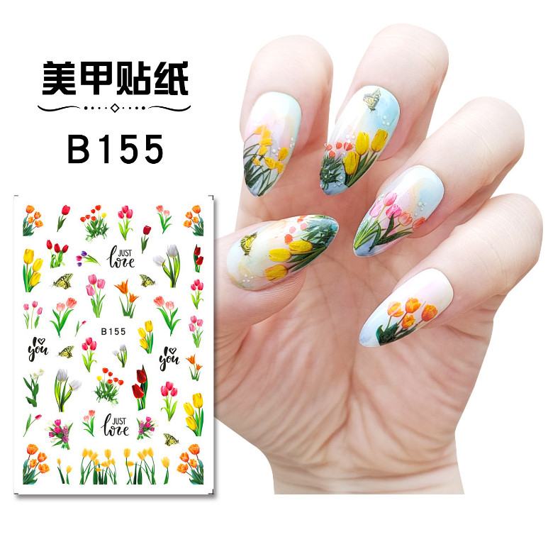 3D Nail Sticker Tulip Flower Nail Art Decals Floral Design Decorations 6Pcs NS41