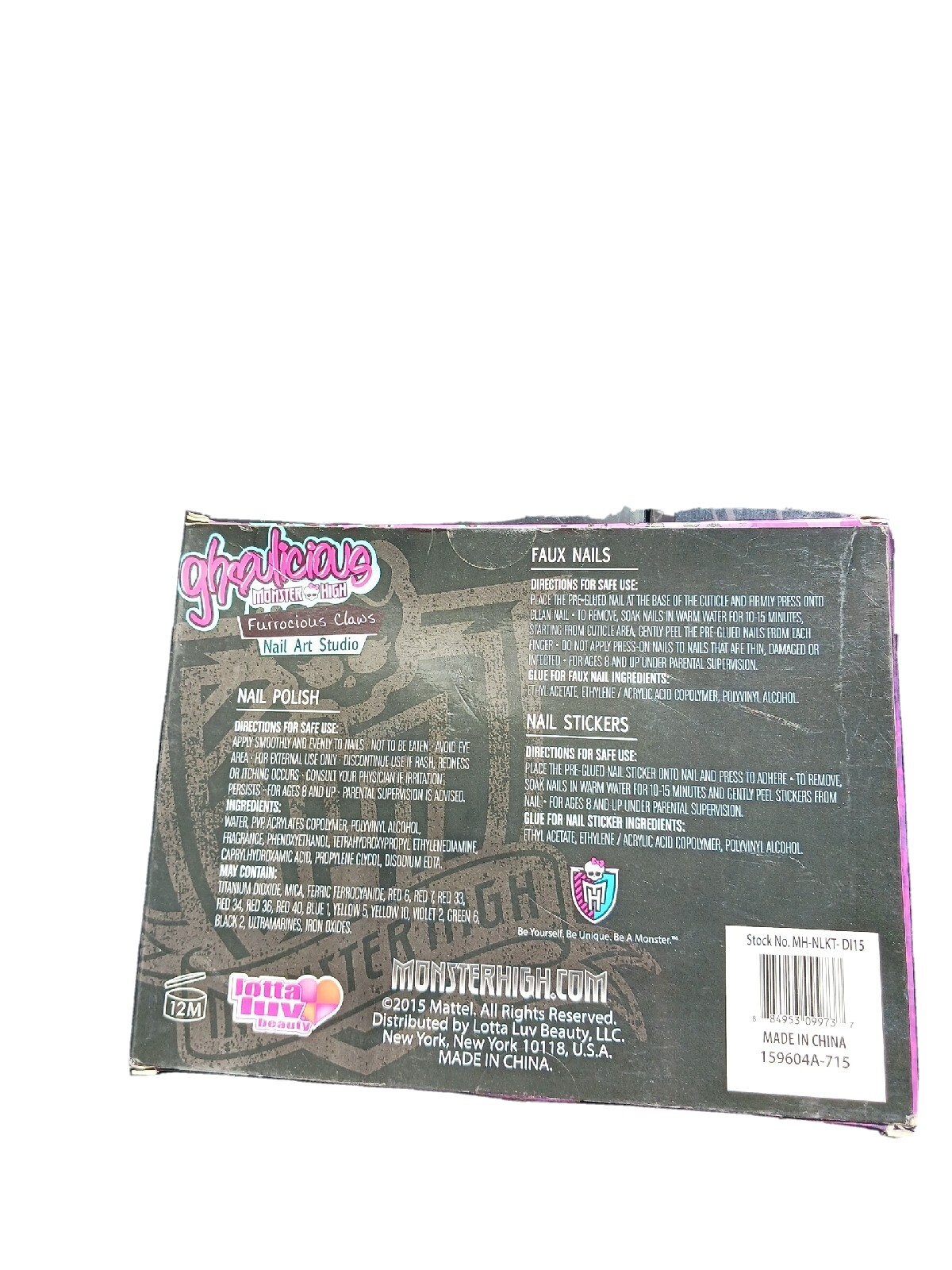 Ghoulicious Monster High Nail Art Studio Kids Set 49 Pcs Nail Polish 2015 Mattel