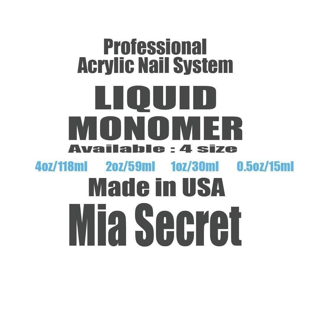 MIA SECRET 4oz Liquid Monomer + Clear 4 Ounce (Pack of 2), Powder