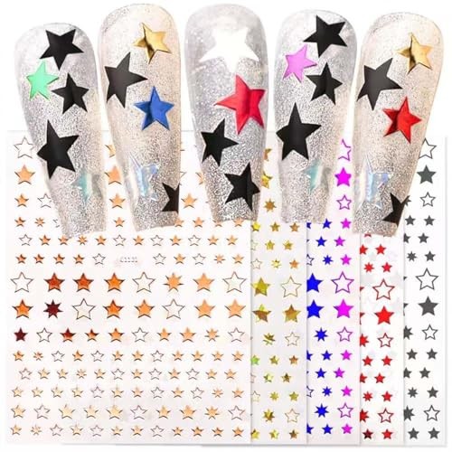 12 Sheets Star Nail Stickers,8 Colors Self-Adhesive 4th of July Nails Style-7