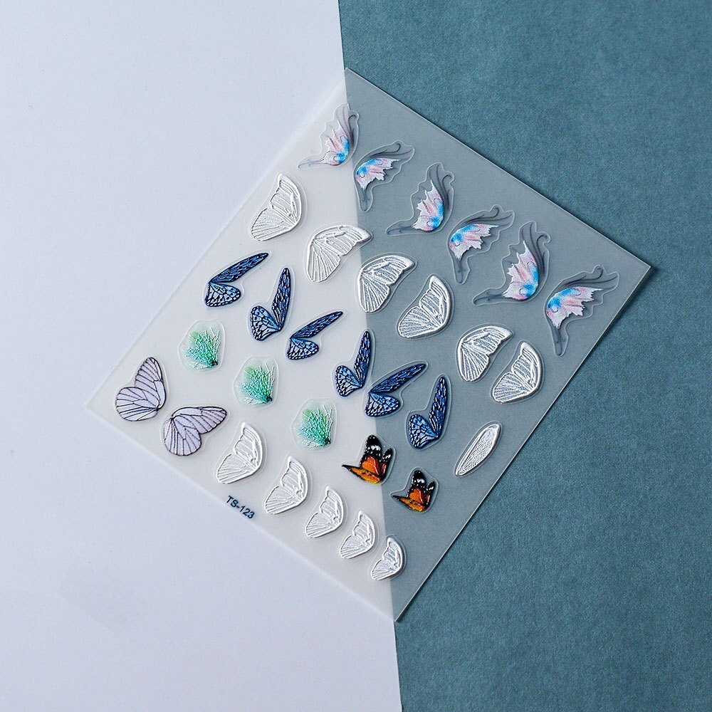 5D Embossed Butterfly Wing Nail Art Stickers Self Adhesive DIY TS123 NH27