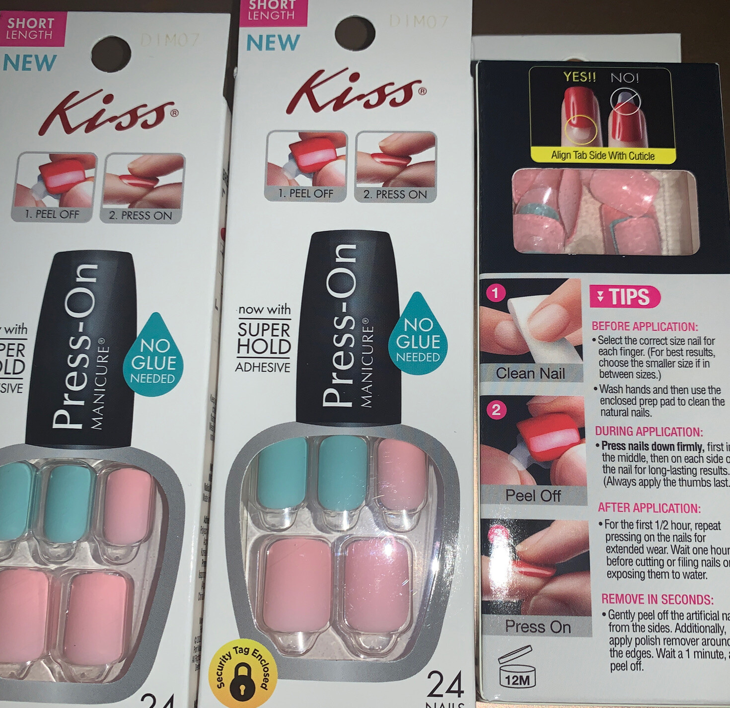 4x Kiss Press-on Manicure Fake Nails 24 Count Super Hold Adhesive DIM07 In Box