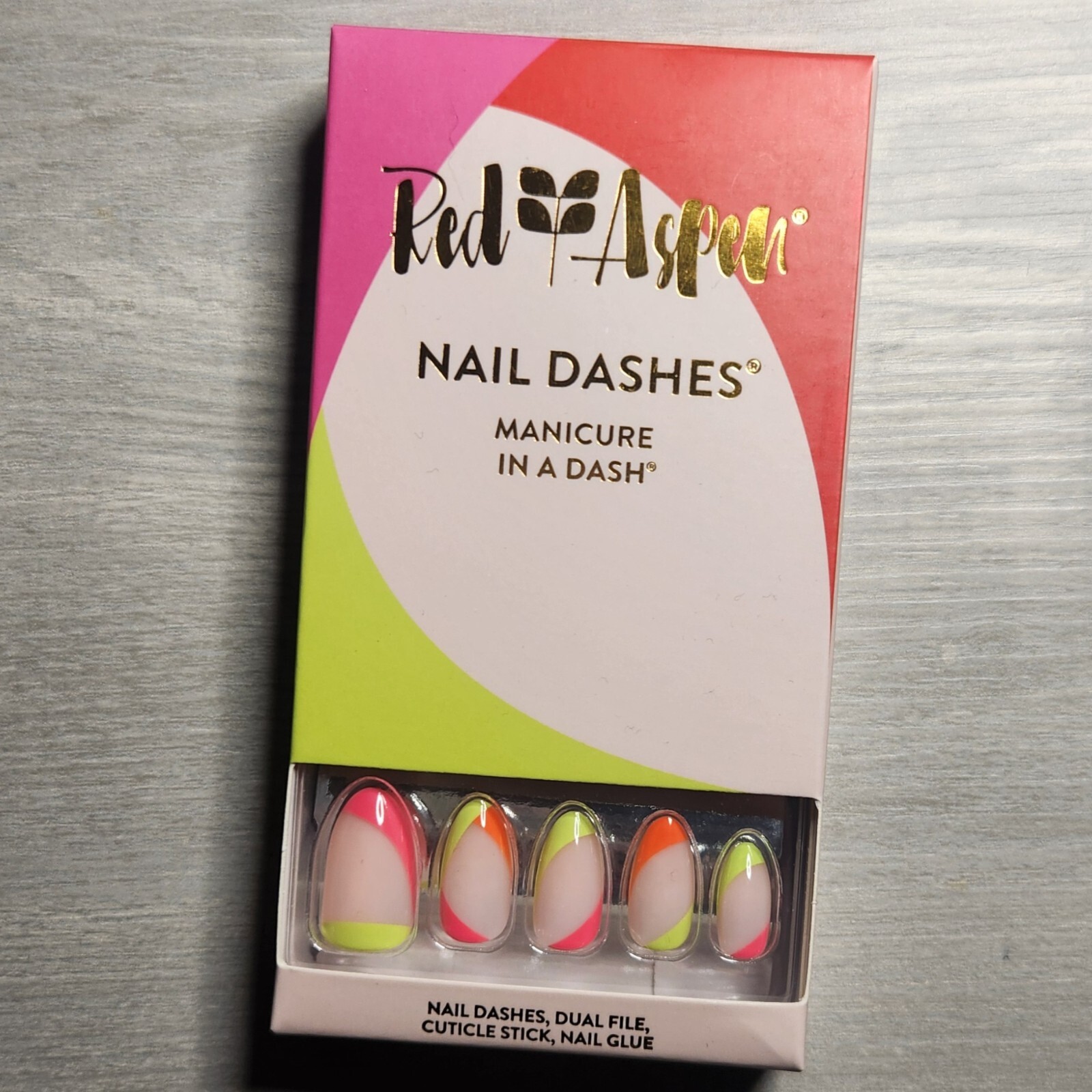 Press On Nails Sunset Days, Regan Neon Summer Tropical Vacation Dashes Red Aspen