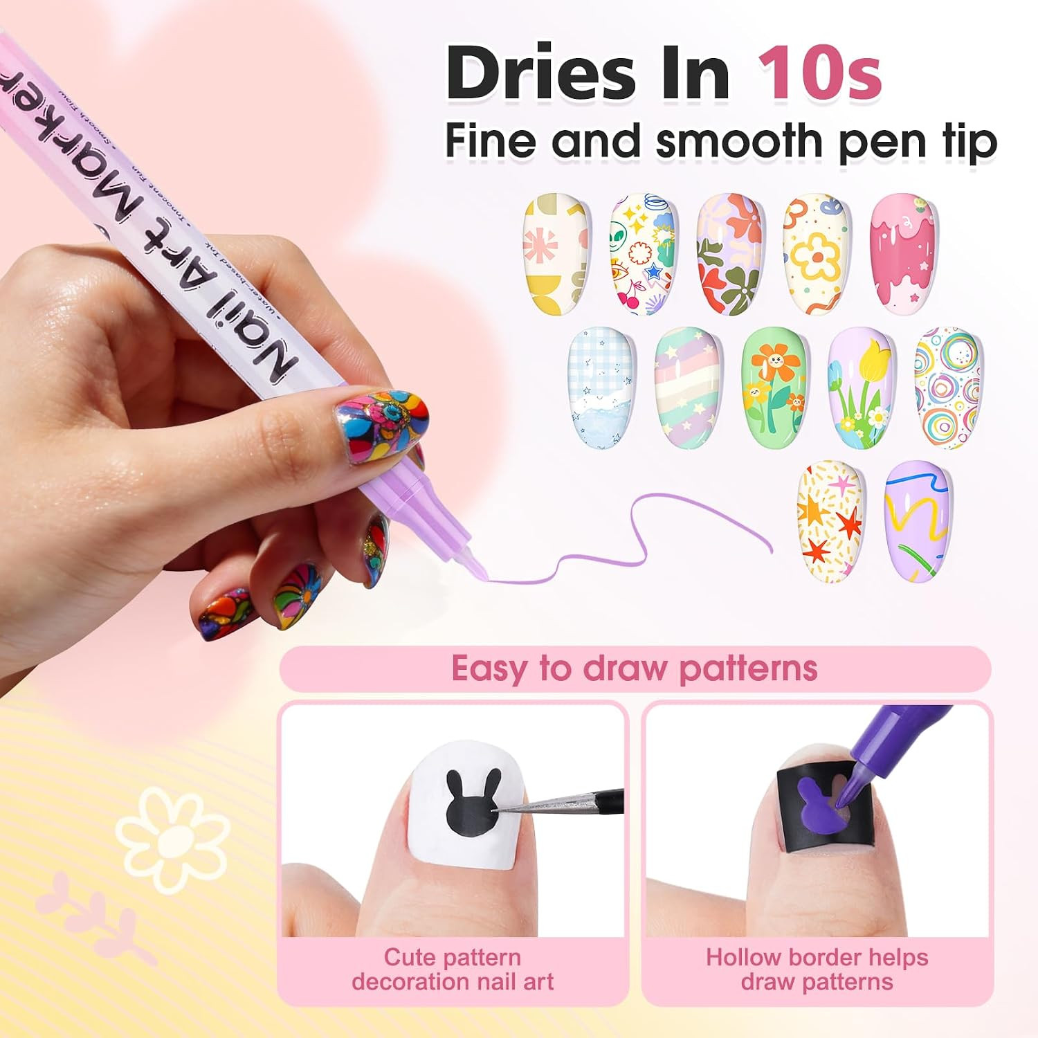 18 Colors Nail Art Pens, DIY Nail Art Markers, 0.5 Mm Nail Polish Pens | Nail Pa