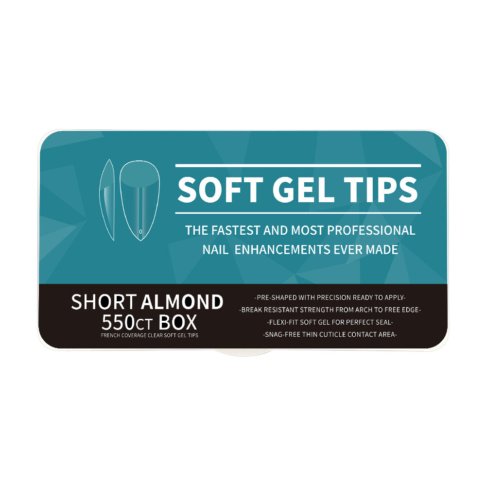 550pcs Soft Gel Tips Seamless Semi Frosted Full Cover Clear False Press On Nails