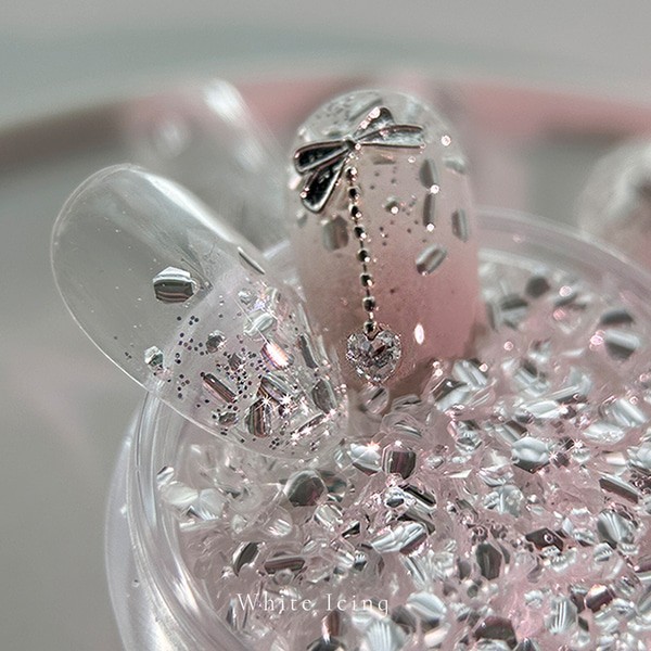 Bonnie B White Icing Nail Glitter Aurora Clear Ice Effect Chunky Mix Nail Art