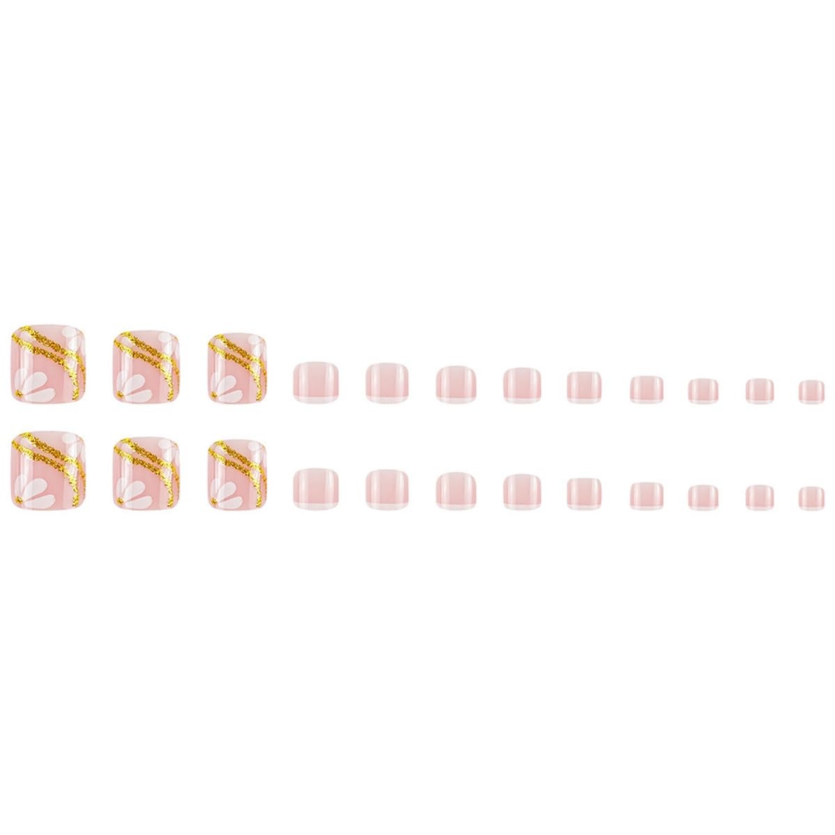 ZIFANHU Press on Toenails for Women, White French Tip Fake Short, Color J07