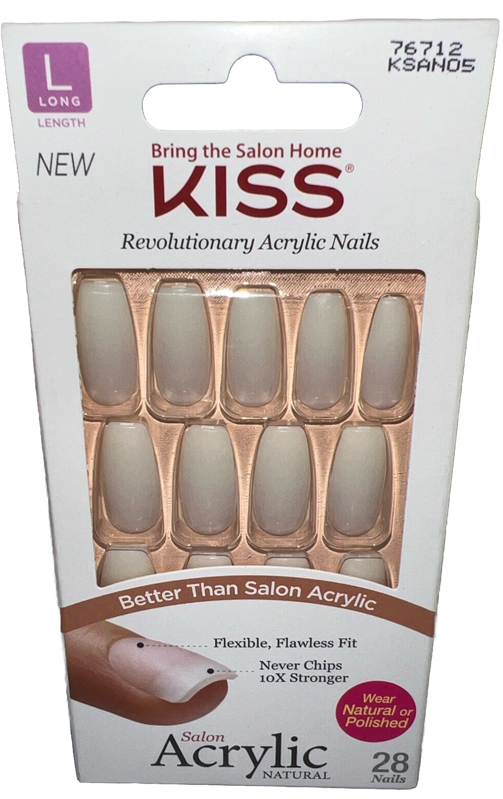 KISS Acrylic 28 LONG Nails #76712 (New See Description & Please See All Photos)