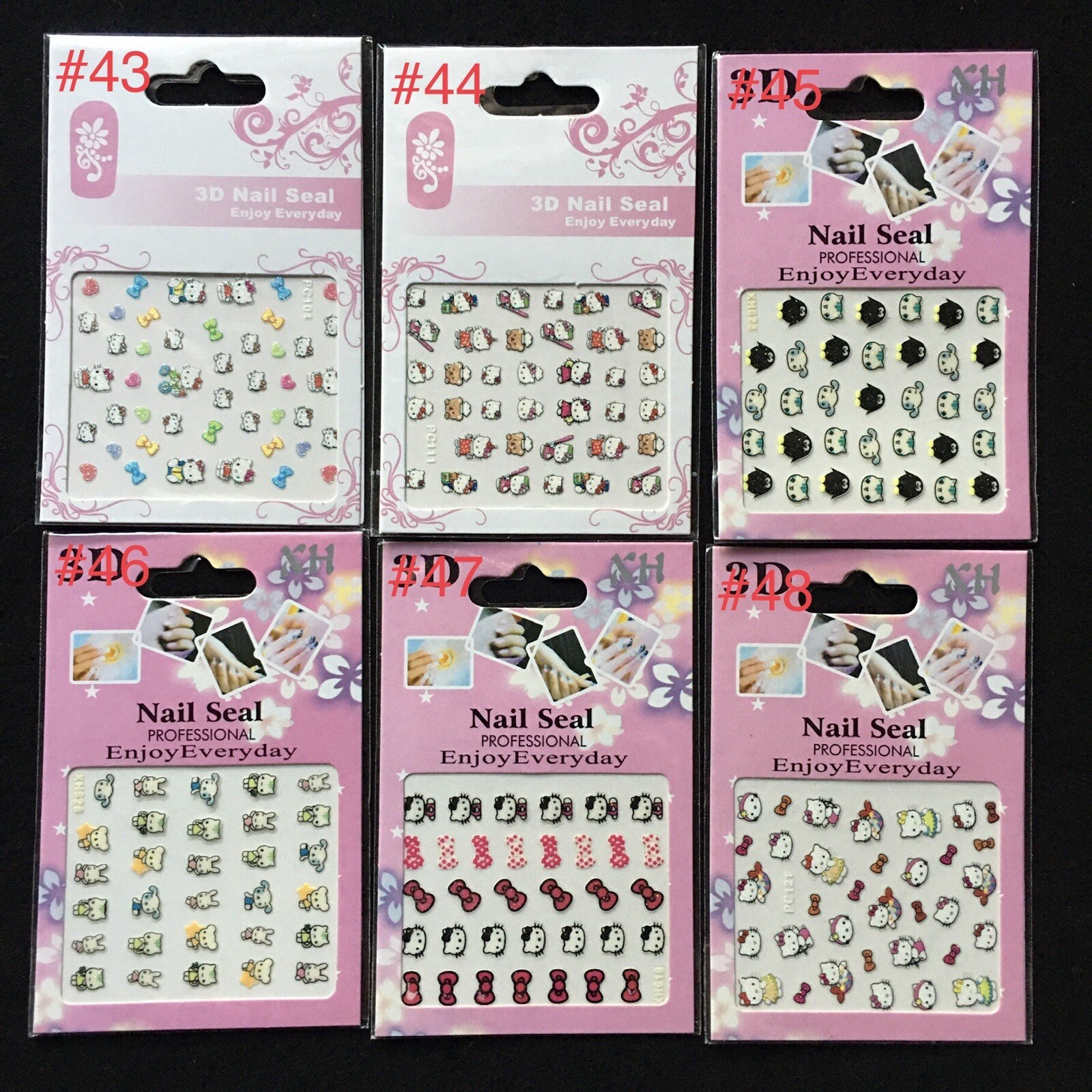 48 Design Hello Kitty 3D Glitter Nail Sticker Nail Art Decal St-259
