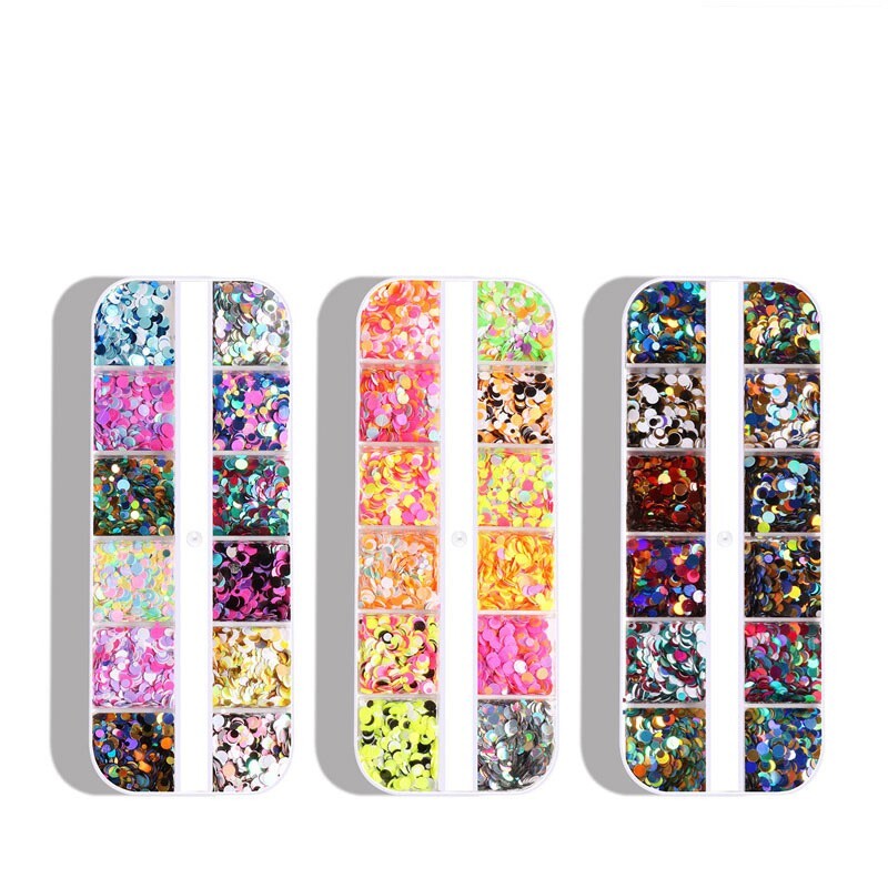 5 Boxes Set Nail Art Glitter Sequins Dot Round Shining DIY Nails Decoration